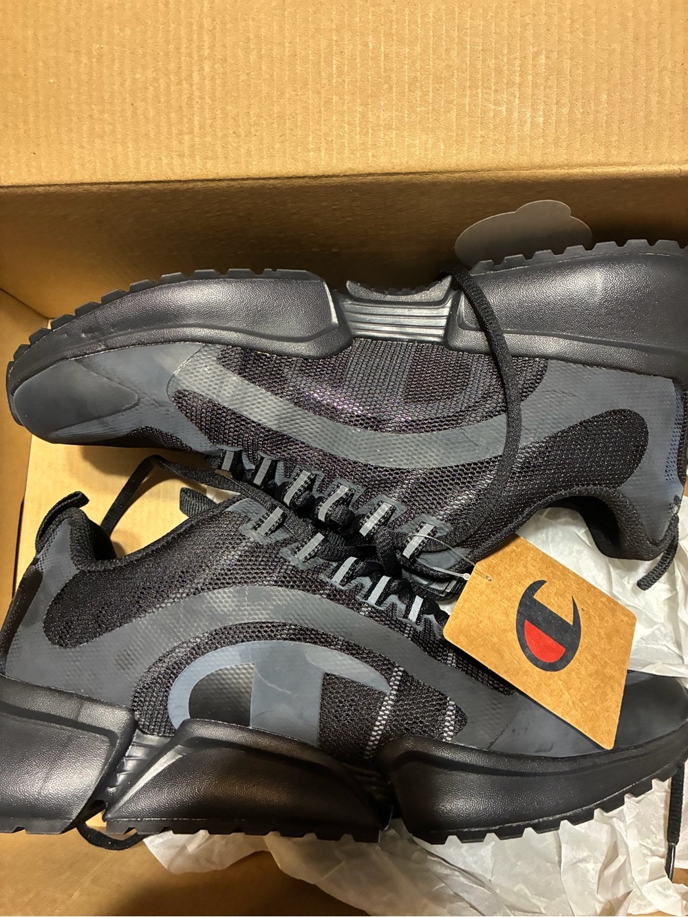 Champion Big Kids Black and Gray Lightweight Athletic Sneakers